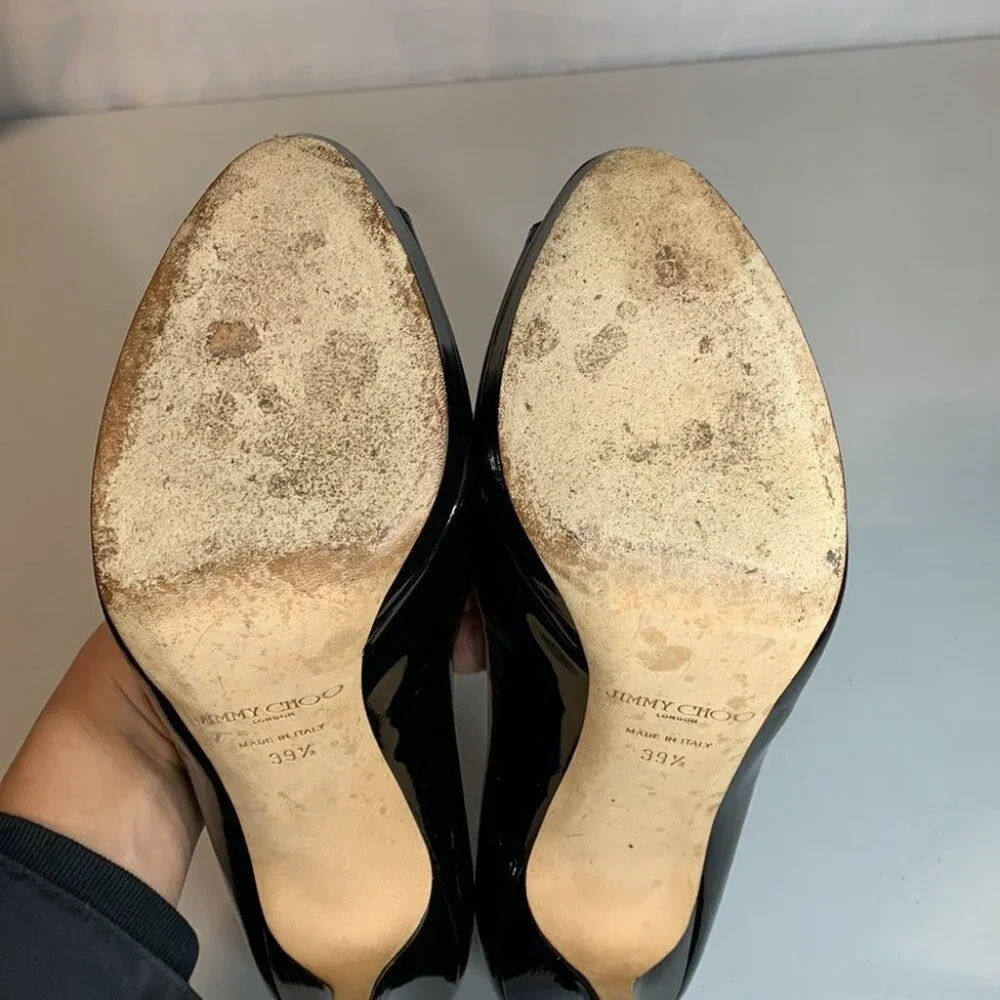 Jimmy Choo Pumps Black Patent Leather Pointed Toe Heels - Picture 10 of 14